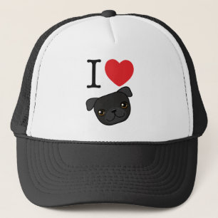 I Heart Black Pugs Trucker Hat
