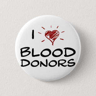 I Heart Blood Donors 6 Cm Round Badge