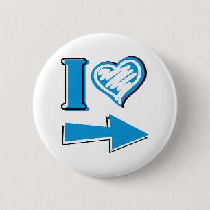 I Heart - Blue Arrow 6 Cm Round Badge