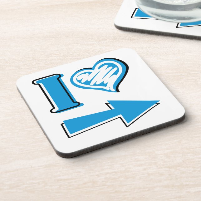 I Heart - Blue Arrow Coaster (Left Side)
