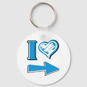 I Heart - Blue Arrow Key Ring