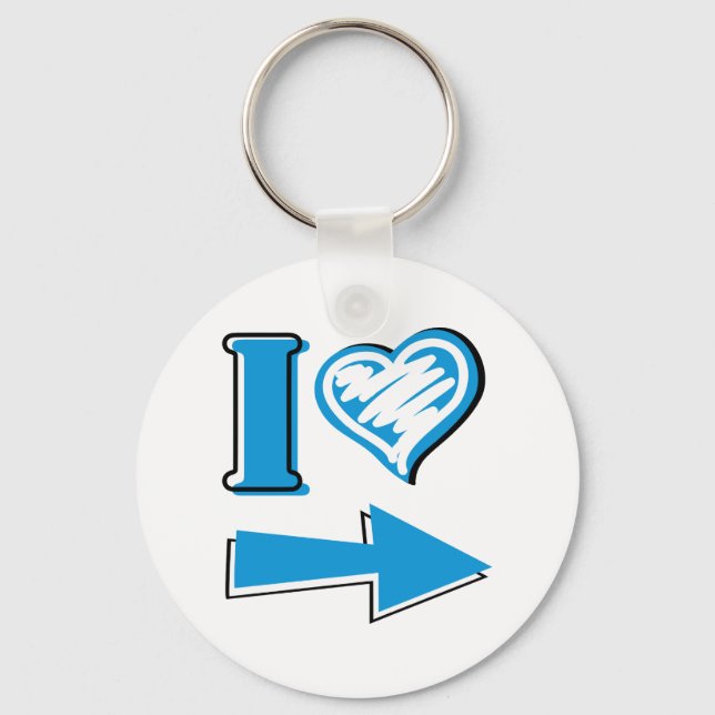 I Heart - Blue Arrow Key Ring (Front)