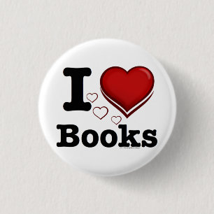 I Heart Books! I Love Books! (Shadowed Heart) 3 Cm Round Badge