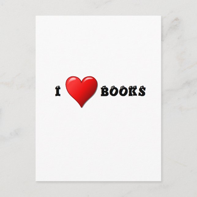 I heart books postcard (Front)