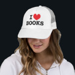 I heart books Trucker Hat for book lovers<br><div class="desc">I heart books Trucker Hat for book lovers. Make your own fun cap. Personalise this template with your own funny text.</div>