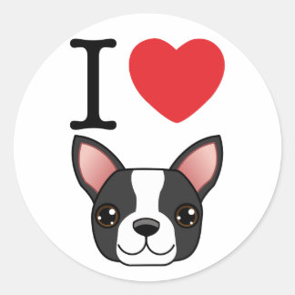 I Heart Boston Terriers Classic Round Sticker