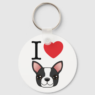 I Heart Boston Terriers Key Ring