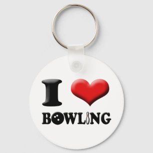 I Heart Bowling Keychain