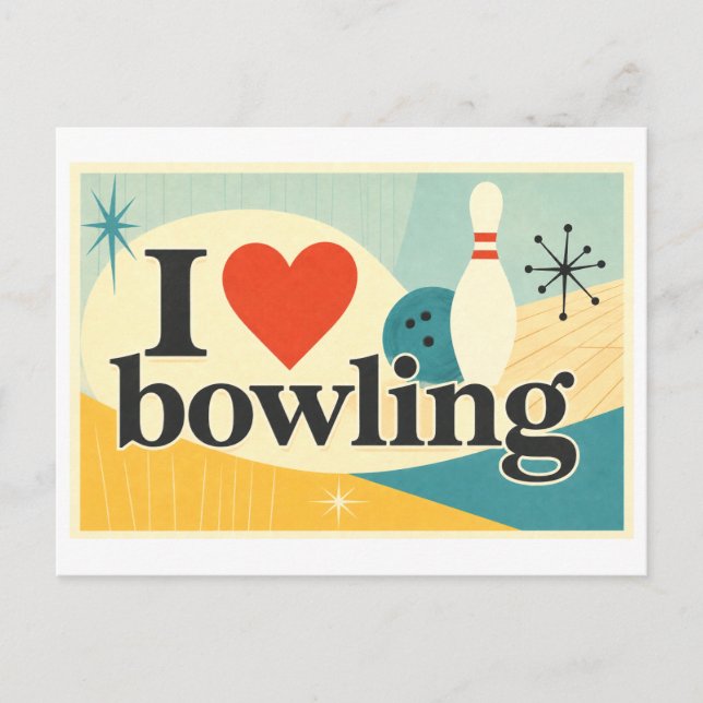 "I [Heart] Bowling" Postcard (Front)