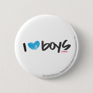 I Heart Boys Aqua 6 Cm Round Badge