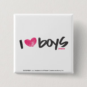 I Heart Boys Magenta 15 Cm Square Badge