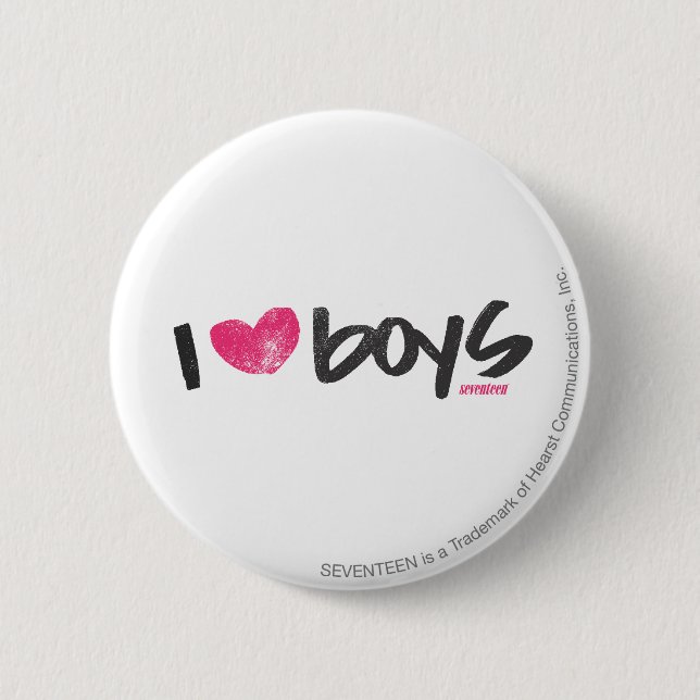 I Heart Boys Magenta 6 Cm Round Badge (Front)
