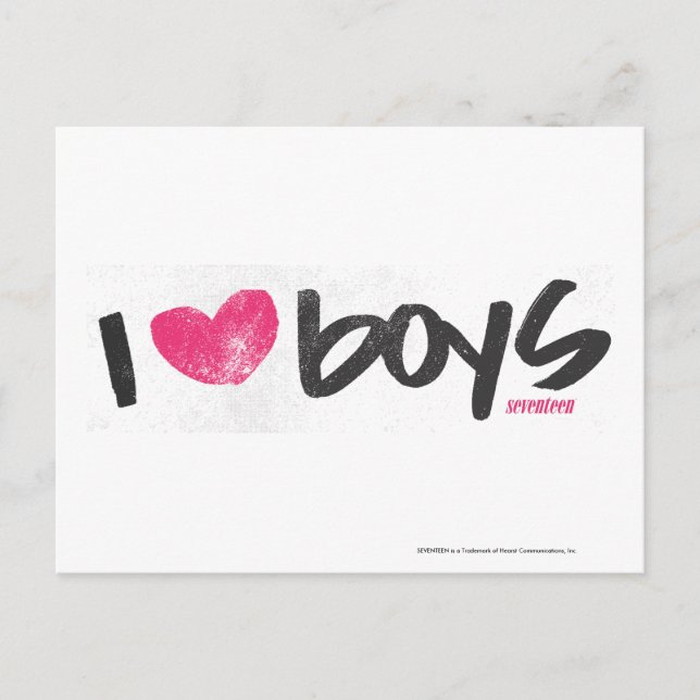 I Heart Boys Magenta Postcard (Front)
