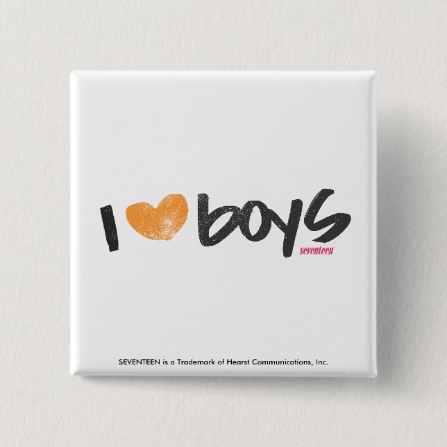 I Heart Boys Orange 15 Cm Square Badge (Front)