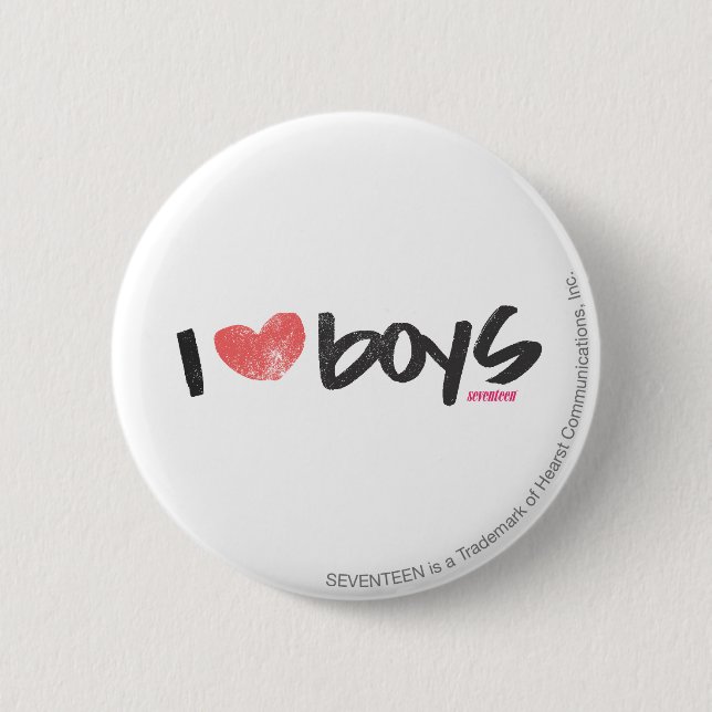 I Heart Boys Pink 6 Cm Round Badge (Front)