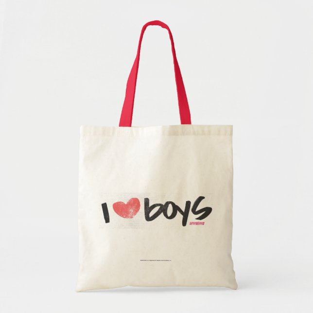 I Heart Boys Pink Tote Bag (Front)