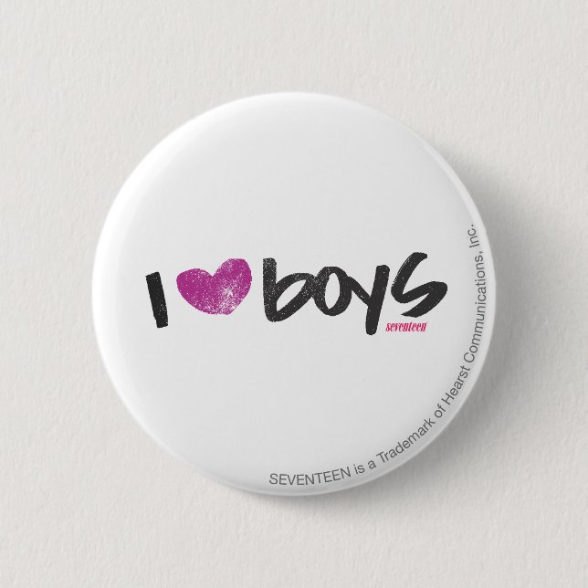 I Heart Boys Purple 6 Cm Round Badge (Front)