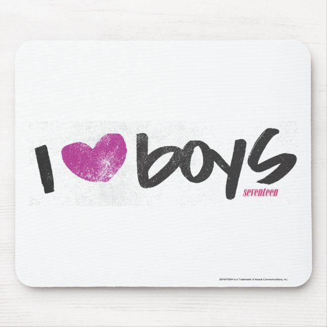 I Heart Boys Purple Mouse Pad (Front)