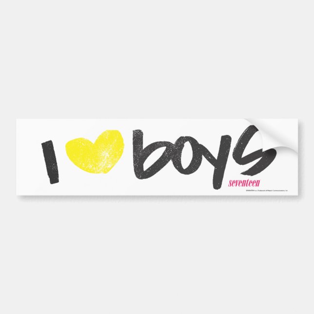 I Heart Boys Yellow Bumper Sticker (Front)