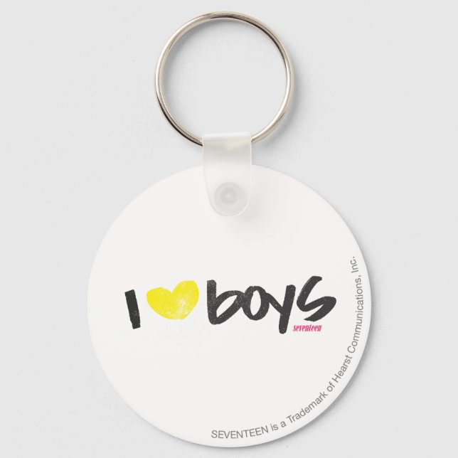 I Heart Boys Yellow Key Ring (Front)