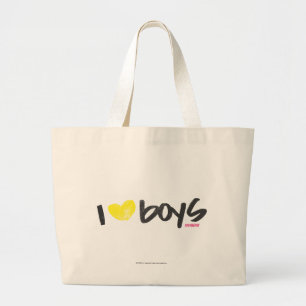 I Heart Boys Yellow Large Tote Bag
