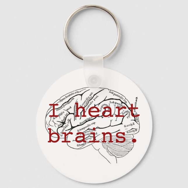 I heart brains. key ring (Front)