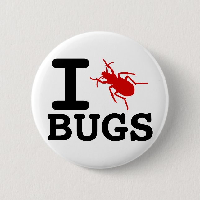 I heart Bugs 6 Cm Round Badge (Front)