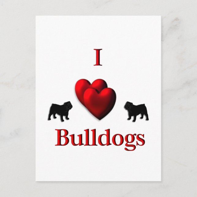 I Heart Bulldogs Postcard (Front)