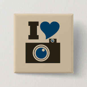 I Heart Camera 15 Cm Square Badge