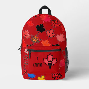 I heart Canada. Maple leaf with a Royal Crown. Printed Backpack