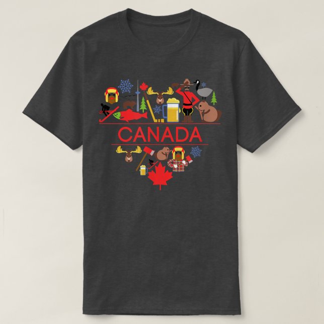 I Heart CanadaCanadian LoveCute Canada  T-Shirt (Design Front)