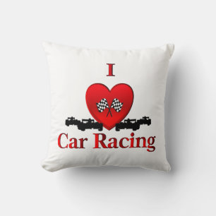 I Heart Car Racing Cushion