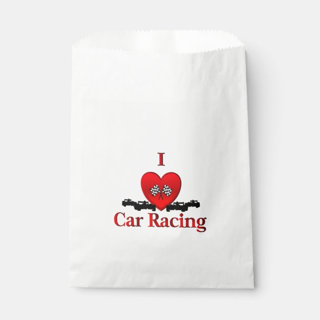 I Heart Car Racing Favour Bag (Front)