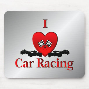 I Heart Car Racing Mouse Pad