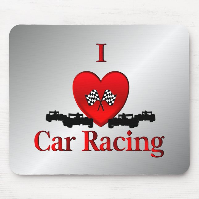 I Heart Car Racing Mouse Pad (Front)