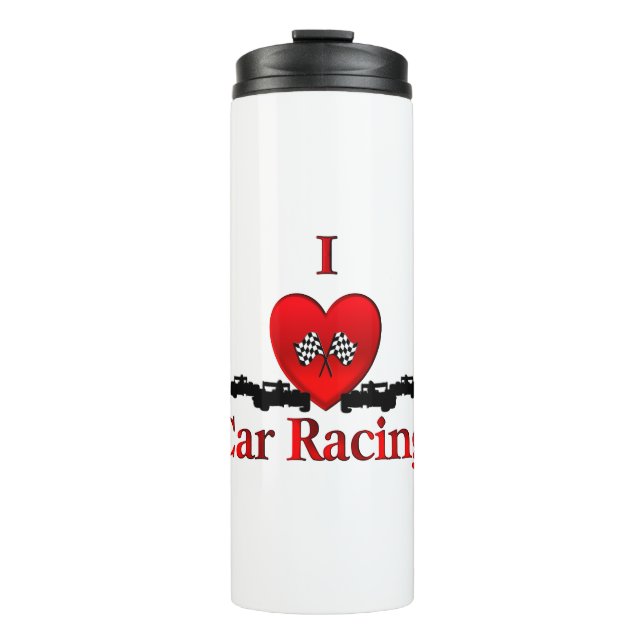 I Heart Car Racing Thermal Tumbler (Front)