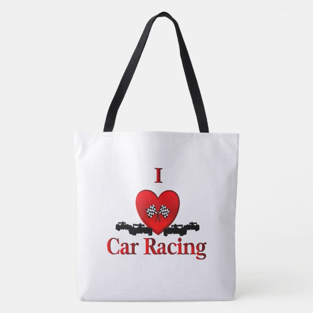 I Heart Car Racing Tote Bag (Front)