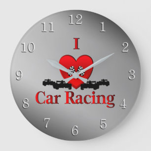 I Heart Car Racing Wall Clock