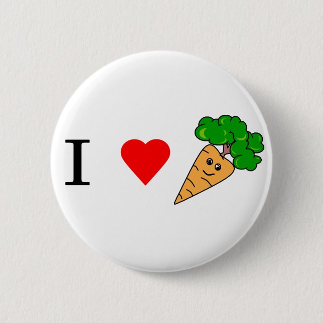 I heart Carrots 6 Cm Round Badge (Front)