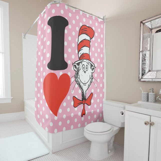 I Heart Cat in the Hat Shower Curtain (In Situ)