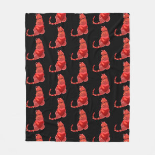 I heart cats black and red fleece blanket
