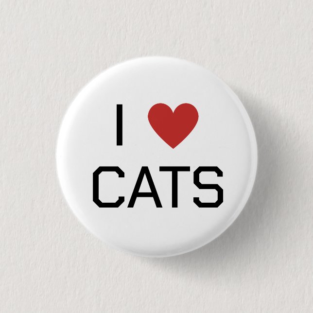 I Heart Cats Message 3 Cm Round Badge (Front)