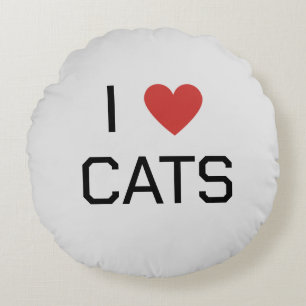 I Heart Cats Message Round Cushion