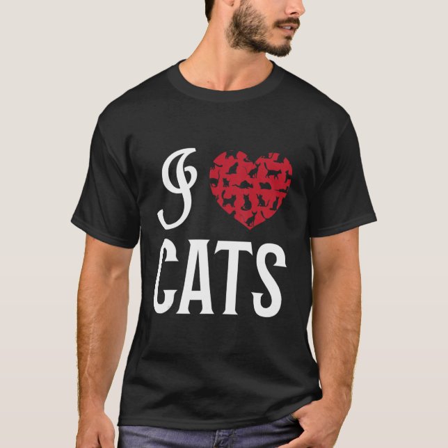 I Heart Cats Pet Animal Cat Owner I Love Cats Hear T-Shirt (Front)