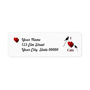 I Heart Cats Return Address Label