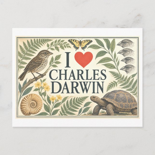 "I [Heart] Charles Darwin" Postcard (Front)