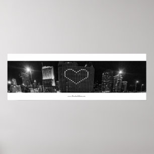 I heart Chicago Skyline in Black and White Poster