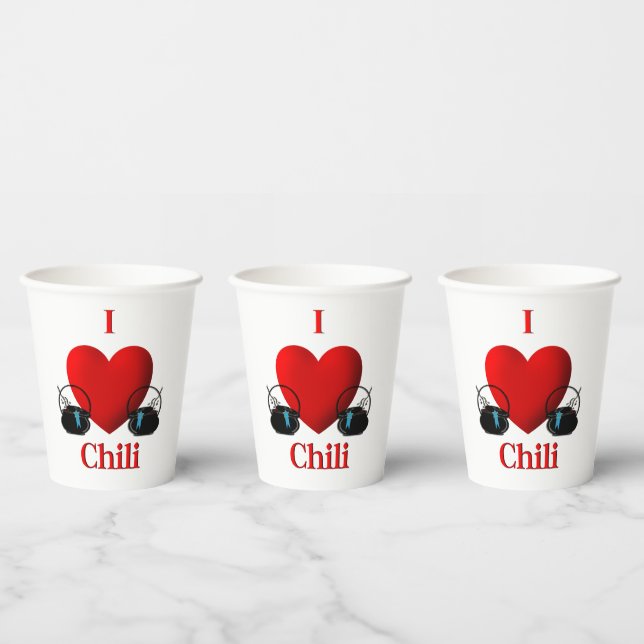 I Heart Chilli Paper Cups (Multi)