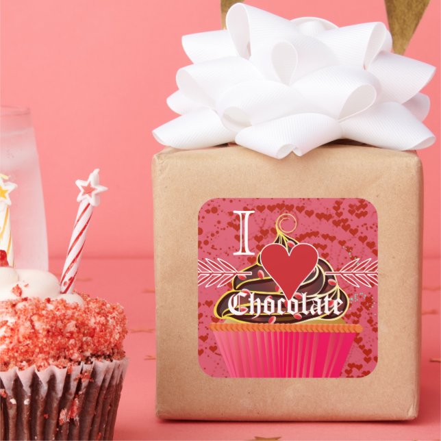 I Heart Chocolate-I Love Chocolate Square Sticker (Party)