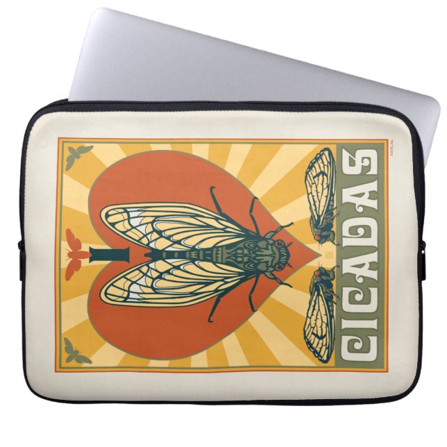 I Heart Cicadas Laptop Sleeve (Front)